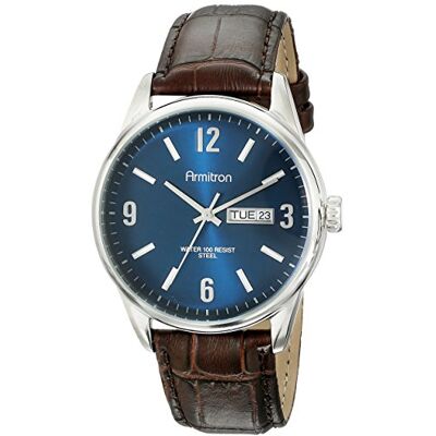 Armitron Orologio da uomo con datario (giorno della settimana/data), cinturino in pelle effetto coccodrillo, 20/5049, Marrone/Argento/Blu Navy Armitron Orologio da uomo con datario (giorno della settimana/data), cinturino in pelle effetto coccodrillo, 20/5049, Marrone/Argento/Blu Navy
