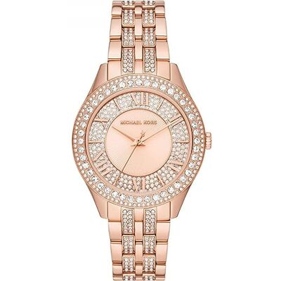 Michael Kors Orologio Harlowe da donna, movimento al quarzo a tre lancette con cinturino in acciaio o in pelle Michael Kors Orologio Harlowe da donna, movimento al quarzo a tre lancette con cinturino in acciaio o in pelle