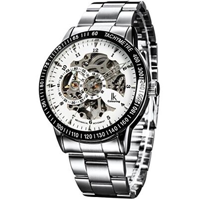 Alienwork IK Orologio Automatico Uomo Donna Scheletro Fondo in Vetro Alienwork IK Orologio Automatico Uomo Donna Scheletro Fondo in Vetro