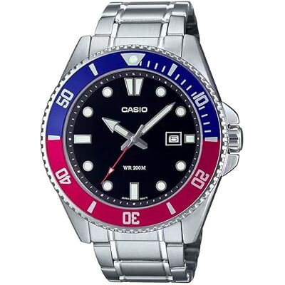 Casio Serie MDV106 Orologio analogico unisex 200M WR Cassa in acciaio inossidabile Cinturino in resina 2 lancette analogiche (HR, Min, SEC) Display della data Corona a vite/fondello a Casio Serie MDV106 Orologio analogico unisex 200M WR Cassa in acciaio inossidabile Cinturino in resina 2 lancette analogiche (HR, Min, SEC) Display della data Corona a vite/fondello a