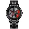 DriftElement Motorsport Orologio da polso da uomo, design a forma di cerchione 3D, in acciaio inox, design personalizzato con vetro, orologio al quarzo, Colore: rosso