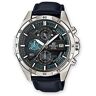 Casio EDIFICE Orologio, Robusta Cassa in Acciaio Inox, 10 BAR, Azzurro/Nero, Uomo con Cinturino in Pelle Finta