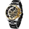 BIDEN Orologio Uomo Orologio Militare Acciaio Cronografo Impermeabile Luminosi Design Orologi Quadrante Grande da Polso Elegante Sportivo Analogici Data… (Nero Nero Giallo)