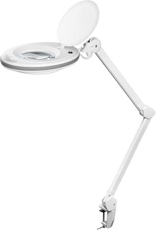 goobay Lámpara de aumento LED con pinza / lámpara de aumento de plástico / 8 W de consumo, temperatura de color 6500 K / flujo luminoso 650 lm / tensión de servicio 230 V (AC) / blanco