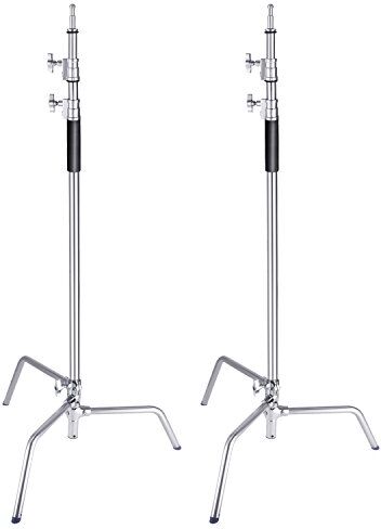 Neewer 2pz Supporto Stand-C Fotografico Cavalletto Tipo C 1,5-3m Regolabile Resistente in Acciaio Inossidabile, per Riflettori, Softbox, Monoluci e Ombrelli ecc.