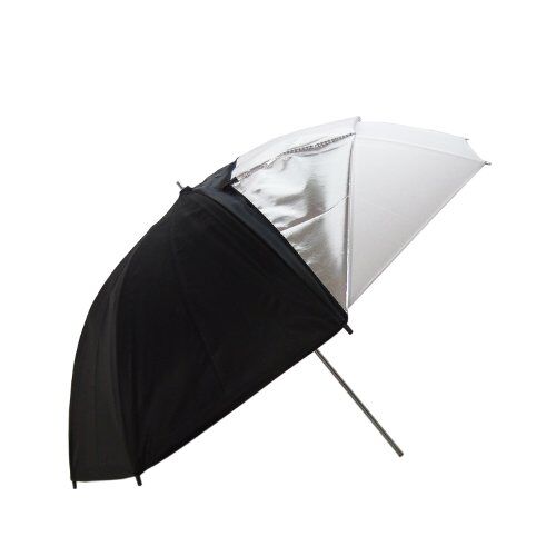 DynaSun UR05 Ombrello a Doppia Superficie Professionale da Studio, 84 cm, Nero/ Bianco/Argento