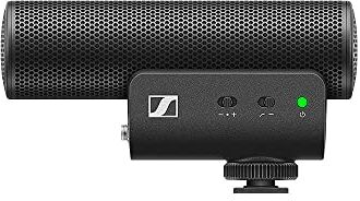 Sennheiser MKE 400, microfono direzionale a fucile da montare sulla videocamera con connettori TRS e TRRS da 3,5 mm per DSLR, mirrorless e mobile,