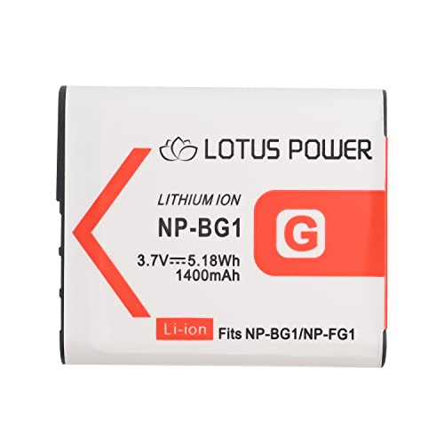 Lotus Batteria Ricambio NPBG1 NP-BG1, Batteria ricaricabile agli Ioni di Litio da 1400 mAh NPFG1 NP FG1 per Sony Cyber-shot DSC-W35 / DSC-N1 / DSC-T100 / DSC-HX30V / DSC-HX9V / DSC-WX10