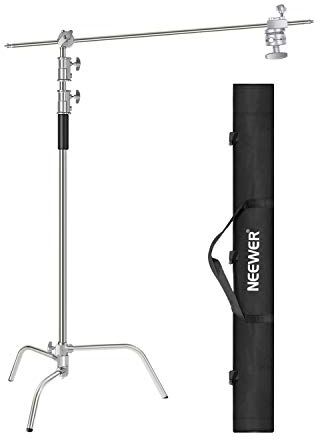 Neewer C Stand Stativo Luce da 3m con Braccio Boom di Estensione da 1,2m, Testa di Presa da 2pz e Borsa da Trasporto per Studio Fotografico, Riflettore, Ombrello, Flash Monoluce, ecc. (Versione Base)