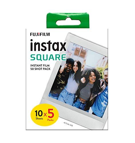 Fujifilm instax SQUARE Film Pellicola Istantanea, Formato Quadrato, 62x62 mm, ISO 800, Confezione da 10x5 Foto, Bordo Bianco [Esclusiva Amazon]