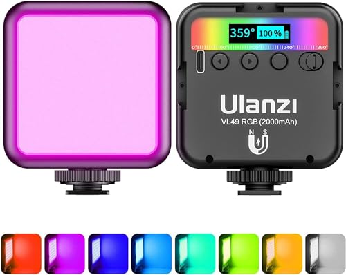 ULANZI Luce Video RGB Led,  VL49 Faretto Led Dimmerabile 2500K-9500K Temperatura di Colore con Batteria Integrata, Luci Video illuminazione Pannello con LCD Display per Fotocamera Fotografia