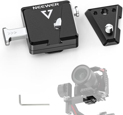 NEEWER Mini V Mount Battery Plate Compatibile con DJI RS4 Pro RS3 Pro RS 2 RSC 2 Gimbal, Sgancio Rapido Anticaduta per V Lock/NP-F Battery Compatibile con SmallRig V Mount Battery  PS099E, GA009