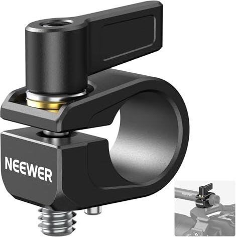 NEEWER Single 15mm Rod Clamp, Morsetto per Aste Estensione LWS 15mm con Vite 1/4" e Perno Antitorsione per Canon Nikon Sony Camera Cage Shoulder Rig Compatibile con SmallRig  Follow Focus, UA052