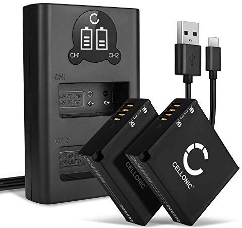 CELLONIC ® 2X Batteria DMW-BLE9 DMW-BLG10E Compatibile con Panasonic GX9 GX7 GX80 LX100 II Lumix DMC-GX80 DMC-TZ81 TZ80, 980mAh + Caricabatterie Doppio DE-A99A A99B Ricambio, pila