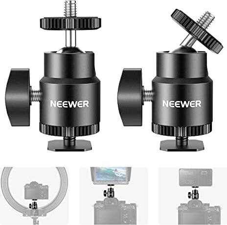 Neewer 4pz Mini Testa a Sfera con Piedino Hotshoe Vite 1/4", Adattatore Coldshoe per Fotocamere Videocamere Smartphone Luci per Video Microfoni Luci Anulari ¨C ST36