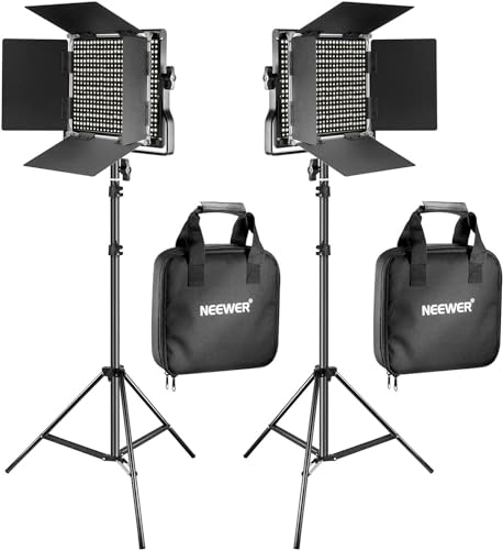 Neewer 660 Pannello Luce LED Fotografia Kit d’Illuminazione:Luci Video Bicolore Dimmerabile 3200-5600K CRI 96+ & 190cm Cavalletto, Faretto LED Fotografico per Riprese Video e Foto Studio