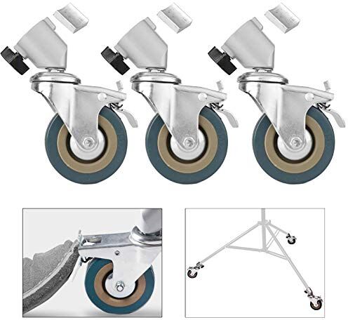 hwamart Studio fotografico bloccabili Ruote girevoli con 75 millimetri ruote. Per Luce Stand, Treppiedi & Studio Bracci. Adatto a 25mm di diametro gambe