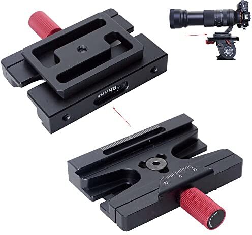 iShoot Adattatore convertitore a morsetto compatibile con piastra a sgancio rapido Arca-Swiss Fit e Manfrotto 200PL/410PL, compatibile Sachtler 6T/8T/10T/DV8 3+3/DV8 5+5/DV10 3+3/DV10 5+5 testa fluida