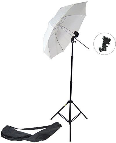 DynaSun Kit W988S Set Studio con Supporto Cavalletto Stativo, Portalampada Adattatore per Flash a Slitta e Ombrello per Illuminatore Luci Flash per Foto Video, Nero