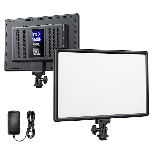 RaLeno Luci Fotografiche , CRI>95 Luce Video LED 3600K-5200K 1%-100% Dimmerabile, Lampada da studio con display HD e batteria integrata da 8000 mAh，Luce soffusa per foto e video e videoconferenze