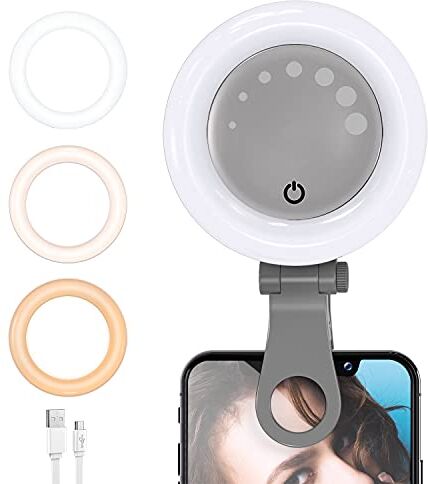 iRhodesy Illuminazione con Zoom per, Kit di Illuminazione per Videoconferenze con 3 Modalità di Luce e 7 Livelli di Luminosità, Lampada per Computer Portatile (Grigio)