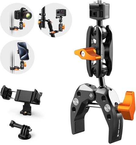 K&F Concept Braccio Magico con Super Clamp, Super morsetto con braccio a sfera a 360°, supporto per Fotocamera, Smartphone, Action Camera, Flash, DSLR, Stabilizzator- M13