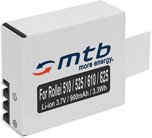 mtb more energy 1x Batteria per Rollei Actioncam AC 510, 525, 610, 625 [900 mAh 3.7V Li-Ion]