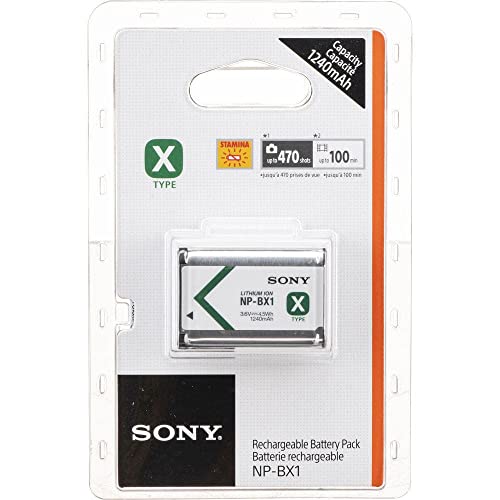 Sony NP-BX1 Batteria Ricaricabile InfoLithium Serie X per Fotocamere Compatte Cyber-Shot DSCRX100, DSCHX300 e DSCWX300, 3.6 V, 1240 mAh, Argento/Nero