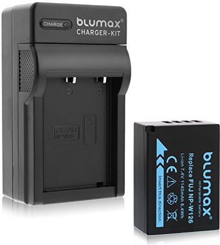 Blumax – Set professionale per Fuji NP-W126 (1140 mAh 100% su misura con Infochip)