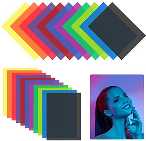 QINERSAW 22 Fogli Filtri Colorati Fotografia A4 Gelatine Colorate per Luci in 11Colori Gelatine per Colorare Lampada Filtri per Correzione e Conversione di Colore (29.7 * 21CM)