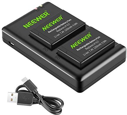 Neewer 2-Pack LP-E17 Batteria di ricambio e doppio caricatore USB per Canon EOS R8, R10, R50, RP, 77D, 750D, 760D, 8000D, 8000D, M6 II, M6, M5, M3, Rebel SL2, SL3, T6i, T6s, T7i, T8i Fotocamere