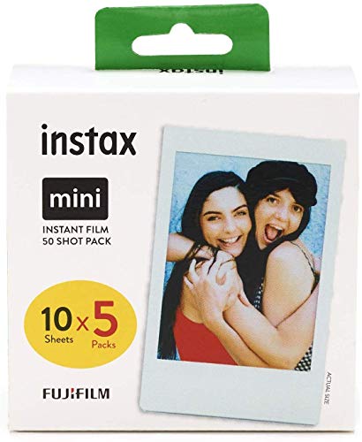Fujifilm instax mini Film Pellicola Istantanea per Fotocamere, Formato 46x62 mm, 50 shot, White border