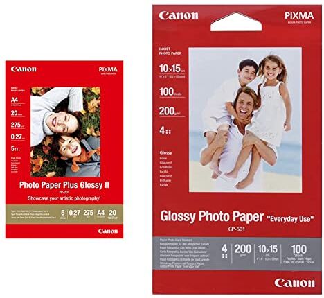 Canon PP 201 Photo Paper 270G 50 A6 10 x 15 cm (A4) Carta fotografica & Carta Lucida Glossy Paper Gp-501 4, 100 Fogli, 10 X 15 cm