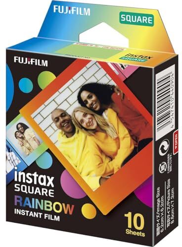 Fujifilm Instax Rainbow Border Film, Bordo Arcobaleno, Square 10 Shot