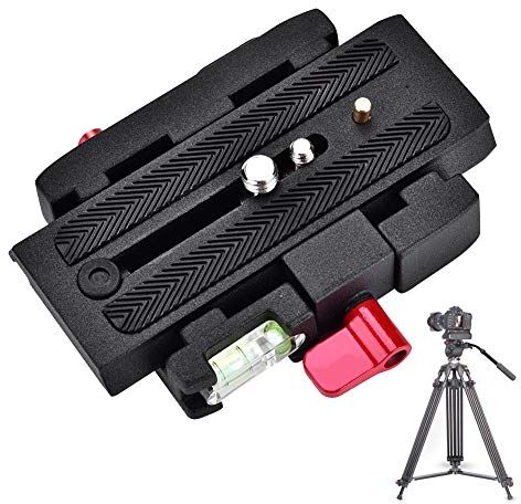 VBESTLIFE Piastra di Base a Sgancio Rapido, Piastra di Base per Macchina Fotografica in Lega di Alluminio per Manfrotto 501, 500AH, 701HDV, 503HDV, Q5 e Altro, Nero