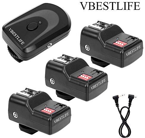 VBESTLIFE 433MHZ Set di Trigger per Flash Wireless a 16 canali: 1 trasmettitore + 3 ricevitori + 1 Cavo di sincronizzazione per , Nikon, Pentax, Sigma, Vivitar e Altre unità Flash