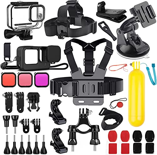 Kuptone 52 IN 1 Accessori Kit per GoPro HERO 12/11/10/9, custodia tenuta stagna+filtri immersioni+Custodia Silicone+supporto ventosa+accessorio impugnatura galleggiante