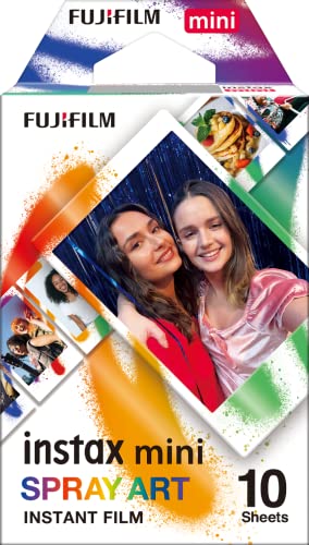 Fujifilm instax mini pellicola istantanea SPRAY ART bordo, confezione da 10 scatti, adatto a tutte le mini fotocamere e stampanti instax