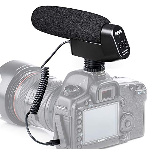 BOYA BY-VM600 Microfono cardioide direzionale a condensatore da 3,5 mm, microfono per intervista, per fotocamere Canon Nikon Sony Pentax DLSR (parabrezza in schiuma e pelliccia inclusi)
