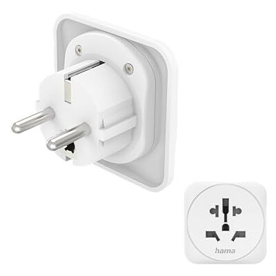 Hama Adattatore da viaggio tipo E e F, 3 poli, universale, mondo in Europa, bianco Hama Adattatore da viaggio tipo E e F, 3 poli, universale, mondo in Europa, bianco