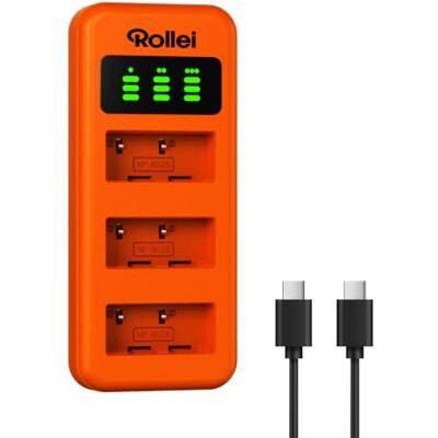 Rollei Caricatore NP-W126 a 3 vie, ricarica rapida con connettore USB-C, 100% compatibile con batterie e originali di fotocamere Fujifilm Fuji XT30 III/XM5/X100VI/X100V/XS10/XT30/XT30 II/XT20 Rollei Caricatore NP-W126 a 3 vie, ricarica rapida con connettore USB-C, 100% compatibile con batterie e originali di fotocamere Fujifilm Fuji XT30 III/XM5/X100VI/X100V/XS10/XT30/XT30 II/XT20