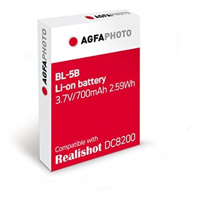 AgfaPhoto AGFA Photo Batteria agli ioni di litio BL-5B, compatibile con dispositivo compatto Agfa DC8200, colore: Nero AgfaPhoto AGFA Photo Batteria agli ioni di litio BL-5B, compatibile con dispositivo compatto Agfa DC8200, colore: Nero
