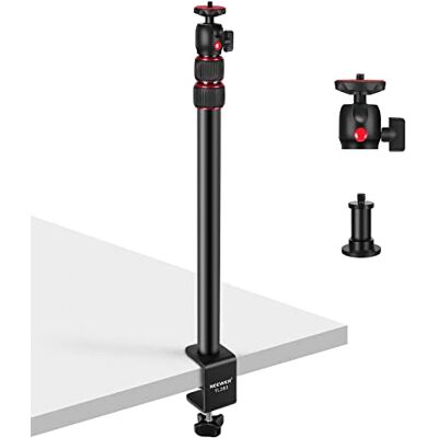 NEEWER Stand Estensibile da Tavolo con 1/4” Testa a Sfera, 43-102cm Regolabile Cavalletto con 1/4” Vite Adattatore & Morsetto-C per Reflex Digitali Luci Anulari Streaming Vlog, Massima Portata 3kg NEEWER Stand Estensibile da Tavolo con 1/4” Testa a Sfera, 43-102cm Regolabile Cavalletto con 1/4” Vite Adattatore & Morsetto-C per Reflex Digitali Luci Anulari Streaming Vlog, Massima Portata 3kg