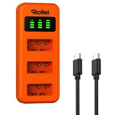 Rollei Caricatore LP-E17 a 3 vie, ricarica rapida con connettore USB-C, 100% compatibile con batterie e originali di fotocamere Canon EOS RP/R50/R8/R10/77D/750D, Rebel T8i, T7i, T6i, SL2, SL3 Rollei Caricatore LP-E17 a 3 vie, ricarica rapida con connettore USB-C, 100% compatibile con batterie e originali di fotocamere Canon EOS RP/R50/R8/R10/77D/750D, Rebel T8i, T7i, T6i, SL2, SL3