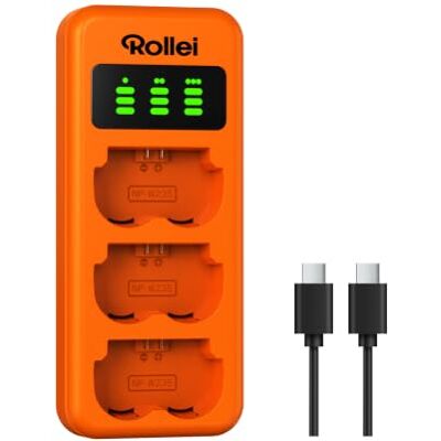 Rollei Caricatore NP-W235 a 3 vie, ricarica rapida con connettore USB-C, 100% compatibile con batterie e originali di fotocamere Fujifilm X-S20 X-T5 X-T4 X-H2 X-H2S GFX100S GFX50S II GFX100 II Rollei Caricatore NP-W235 a 3 vie, ricarica rapida con connettore USB-C, 100% compatibile con batterie e originali di fotocamere Fujifilm X-S20 X-T5 X-T4 X-H2 X-H2S GFX100S GFX50S II GFX100 II