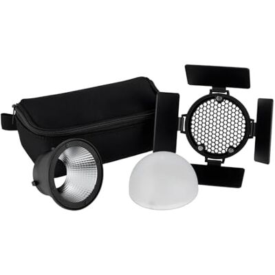 Rollei Set di accessori per serie LUX 100 Bi-Color/LUX 100 RGB/LUX 60 Bi-Color o LUX 60 RGB con attacco magnetico Barndoors, softball, griglia a nido d'ape e riflettore Rollei Set di accessori per serie LUX 100 Bi-Color/LUX 100 RGB/LUX 60 Bi-Color o LUX 60 RGB con attacco magnetico Barndoors, softball, griglia a nido d'ape e riflettore