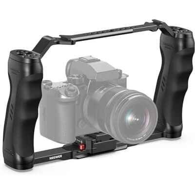NEEWER Gabbia Fotocamera Rig Video, Piastra Arca Sgancio Rapido, 2 Maniglie per ARRI 3/8" Filetto 1/4" ColdShoe, Stabilizzatore Fotocamera Universale Compatibile con SmallRig Piastra Base,CA077 NEEWER Gabbia Fotocamera Rig Video, Piastra Arca Sgancio Rapido, 2 Maniglie per ARRI 3/8" Filetto 1/4" ColdShoe, Stabilizzatore Fotocamera Universale Compatibile con SmallRig Piastra Base,CA077