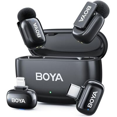 BOYA Mini 2 Microfono Wireless iPhone e Android, Microfono Lavalier Wireless per video social, 48kHz/24Bit, 100m di Portata, 30 Ore di Batteria, Cancellazione Del Rumore AI, Vlogging, TikTok BOYA Mini 2 Microfono Wireless iPhone e Android, Microfono Lavalier Wireless per video social, 48kHz/24Bit, 100m di Portata, 30 Ore di Batteria, Cancellazione Del Rumore AI, Vlogging, TikTok