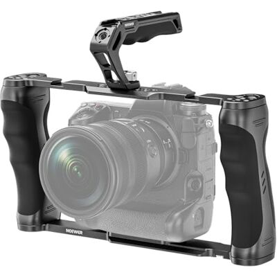 NEEWER Gabbia Fotocamera Universale e Maniglia, Perni 3/8" per ARRI, CA016T Stabilizzatore Video Rig Fotocamera, Perni di Posizionamento per ARRI, Base Tipo Arca, Due Maniglie, Compatibile con SmallRig NEEWER Gabbia Fotocamera Universale e Maniglia, Perni 3/8" per ARRI, CA016T Stabilizzatore Video Rig Fotocamera, Perni di Posizionamento per ARRI, Base Tipo Arca, Due Maniglie, Compatibile con SmallRig