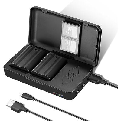 NEEWER Set Batteria Caricabatterie Sostitutivo per EN-EL15c per Nikon 2 Pz 2400mAh Batteries, Dual Canale Caricatore, per Z8 Z7 Z6 Z5 D850 D810 D780 D750 D610 D500 D7500 D7200 D7100 D7000 1 V1 NEEWER Set Batteria Caricabatterie Sostitutivo per EN-EL15c per Nikon 2 Pz 2400mAh Batteries, Dual Canale Caricatore, per Z8 Z7 Z6 Z5 D850 D810 D780 D750 D610 D500 D7500 D7200 D7100 D7000 1 V1